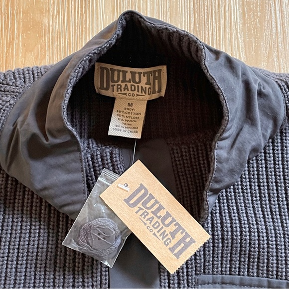 Duluth Trading Brigadier Sweater Men's Medium Gray Button Mock Elbow Patch NWT - Picture 7 of 11